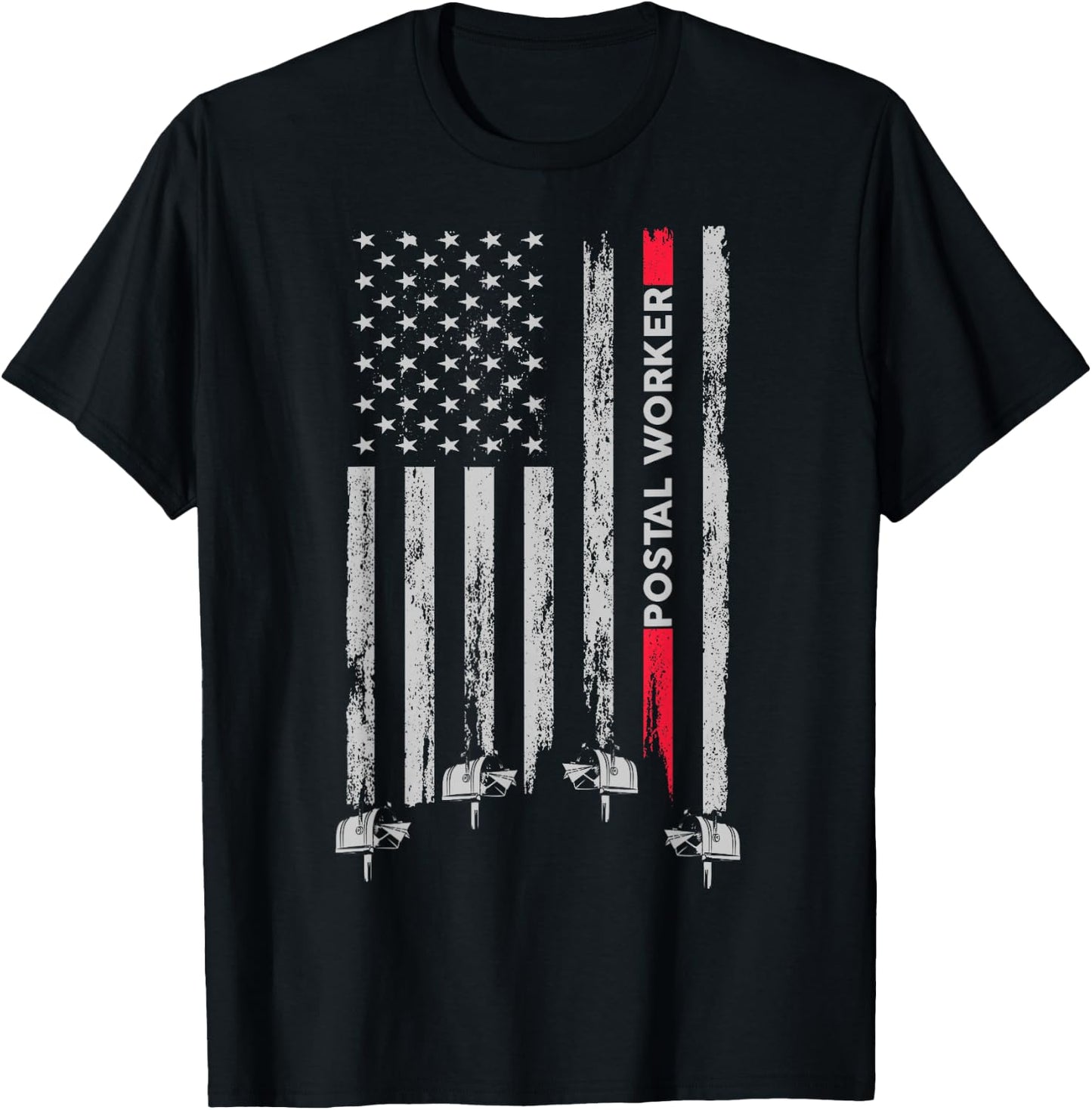 Postal Worker Vintage USA American Flag US Postal T-Shirt - T-Shirt | Black