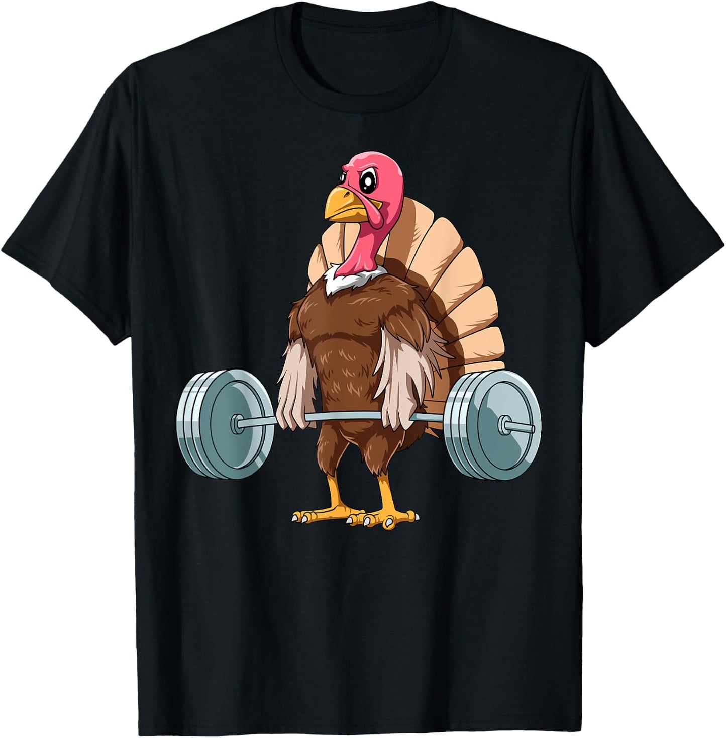 Deadlifting Zoo Thanksgiving Weightlifting Turkey Deadlifting - Black, Small, , Short Sleeve, Classic Fit, Cotton Blend, Turkey Theme, Gym, Thanksgiving T-Shirt - T-Shirt | Black