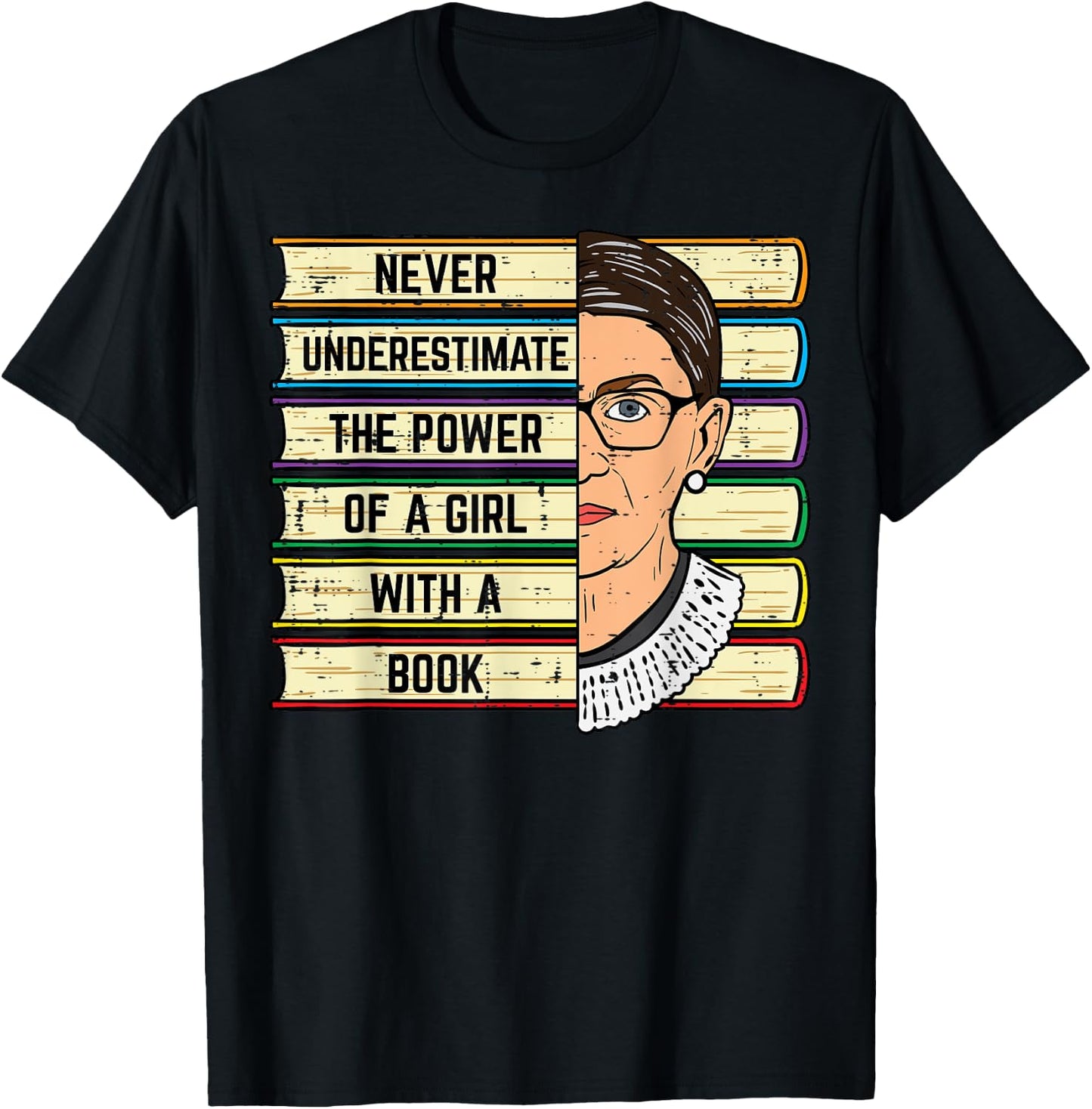 Never Underestimate Girl Read Book Reading Librarian Women T-Shirt - T-Shirt | Black