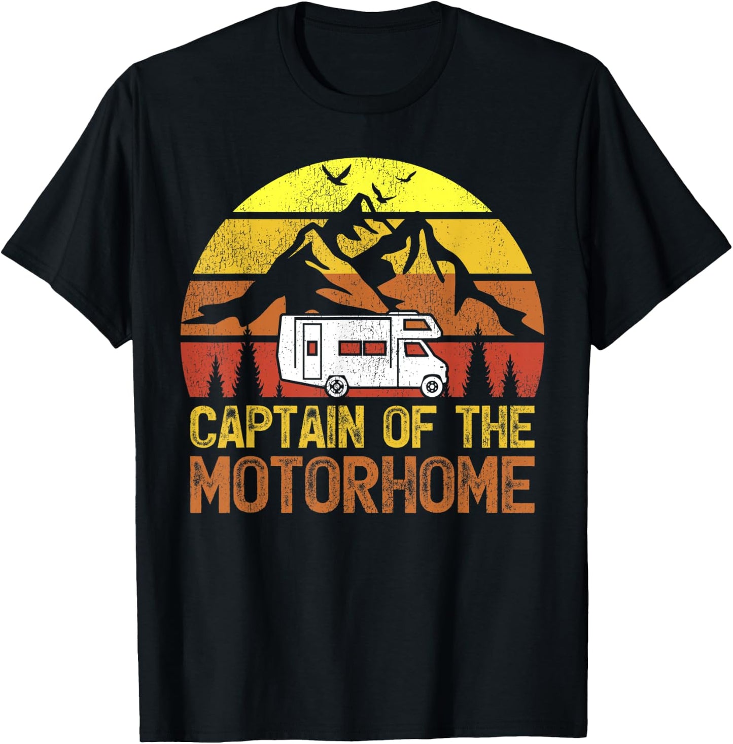 Retro Vintage RV Camping Captain Of The Motorhome Camper T-Shirt - T-Shirt | Black
