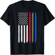 Thin Blue Red Green Line American Flag Police Military Fire T-Shirt - T-Shirt | Black