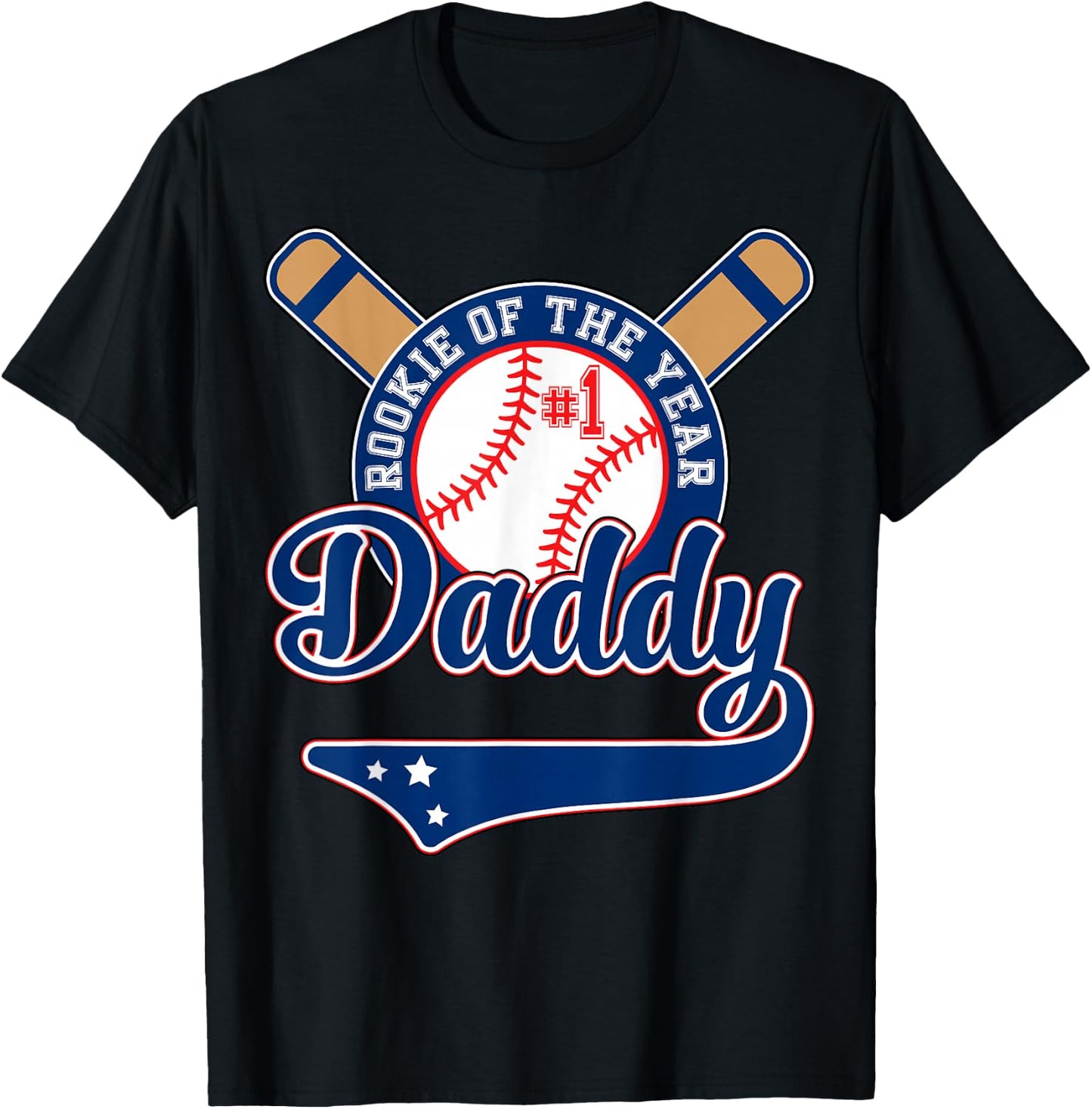 Daddy of Rookie 1st Birthday Baseball Theme Matching Party T-Shirt - T-Shirt | Black