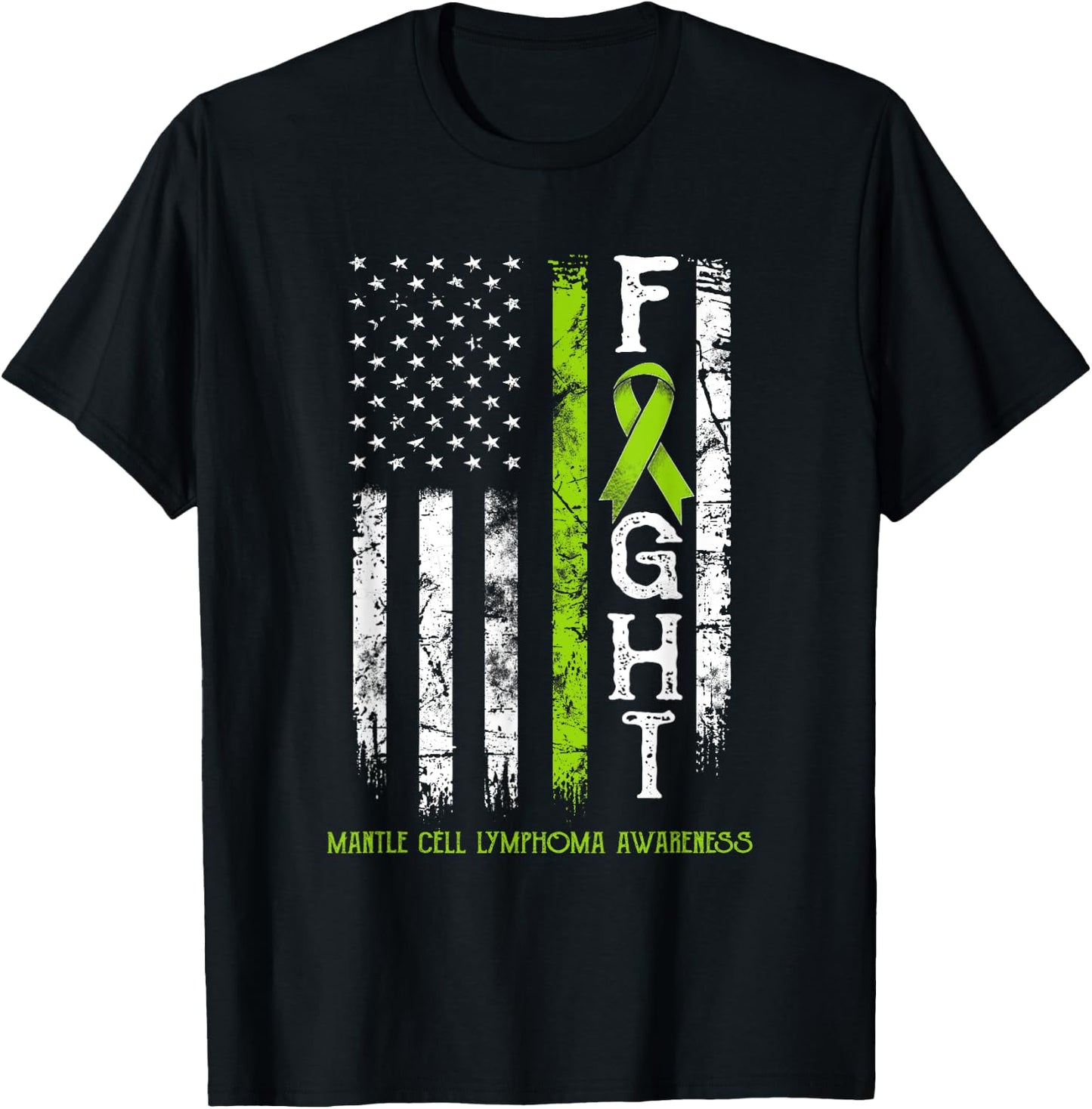 Mantle Cell Lymphoma Warrior US Flag T-Shirt - T-Shirt | Black