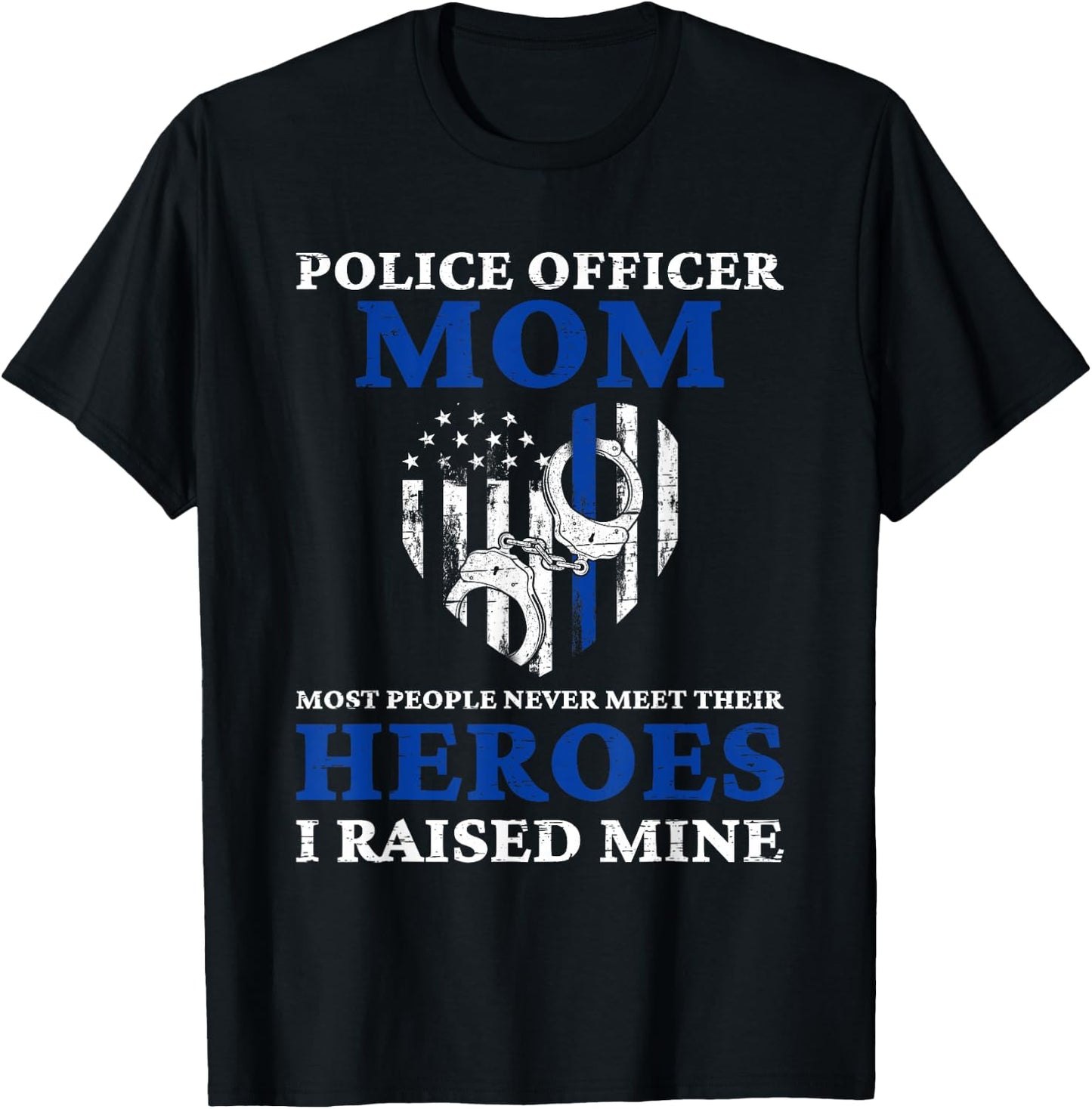 Police Officer Mom - Blue Line Police T-Shirt - T-Shirt | Black
