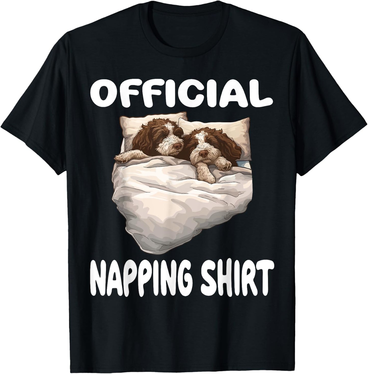 Lagotto Romagnolo Dog Official Napping shirt Pajamas Women Kids T-Shirt - T-Shirt | Black