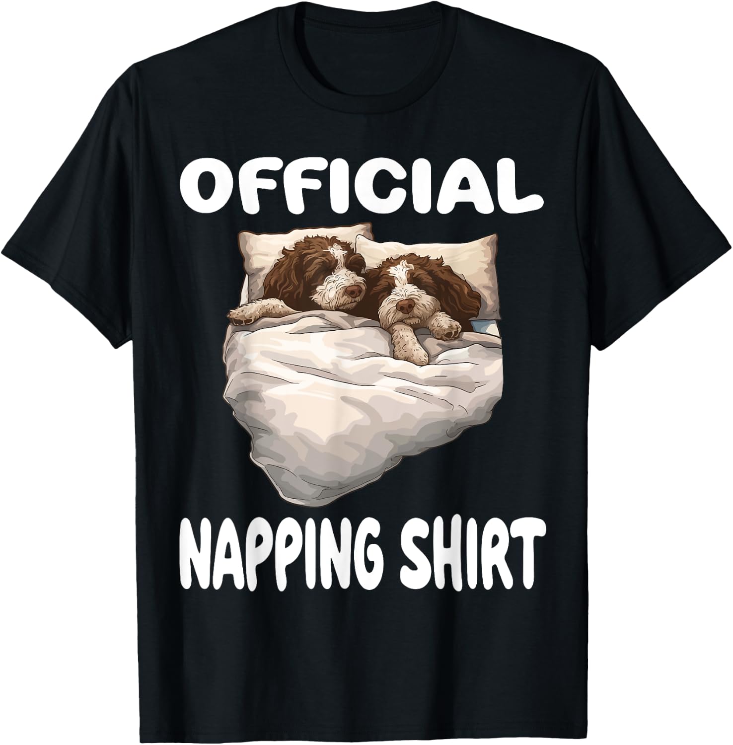 Lagotto Romagnolo Dog Official Napping shirt Pajamas Women Kids T-Shirt - T-Shirt | Black