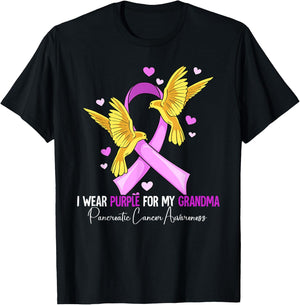 I Wear Purple For My Grandma Pancreatic Cancer Awareness T-Shirt - T-Shirt | Black