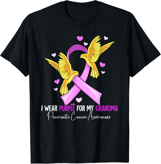 I Wear Purple For My Grandma Pancreatic Cancer Awareness T-Shirt - T-Shirt | Black