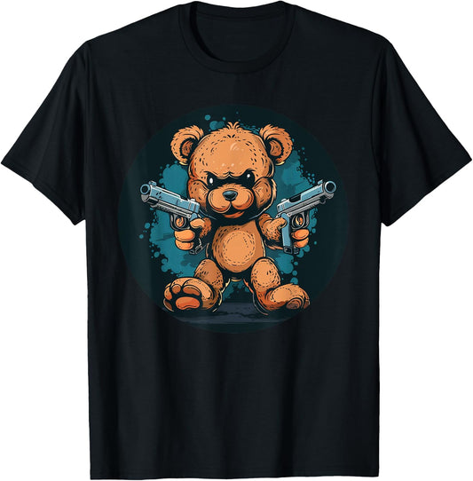 Funny akimbo Bear for Teddy and guns Lovers T-Shirt - T-Shirt | Black