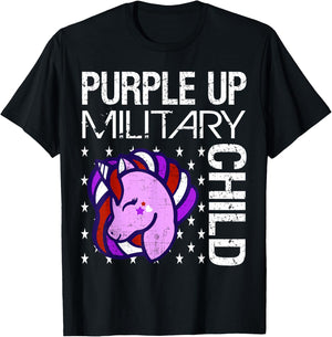 Awareness Month Purple Up Military Child Purple-Up Unicorn T-Shirt - T-Shirt | Black