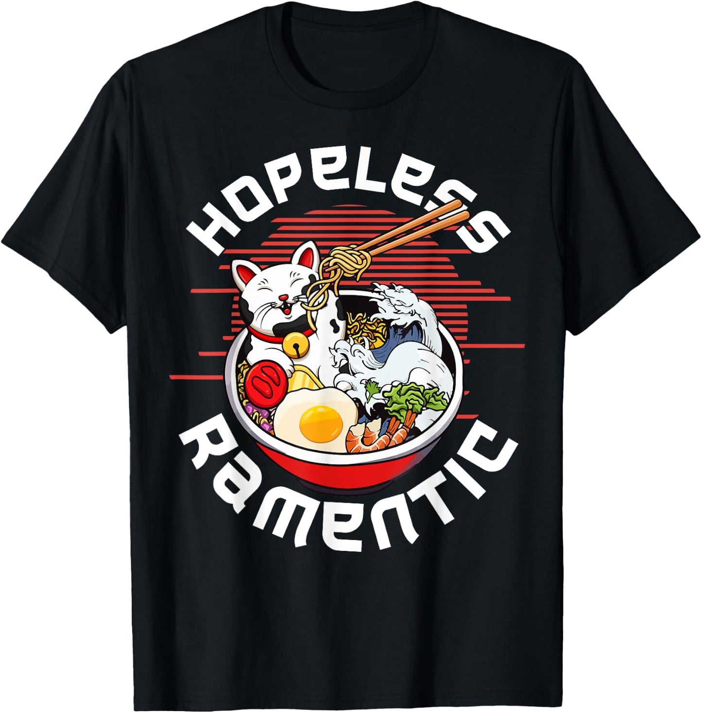 Cat Ramen Noodles Japanese Kawaii Funny Gifts , Women T-Shirt - T-Shirt | Black
