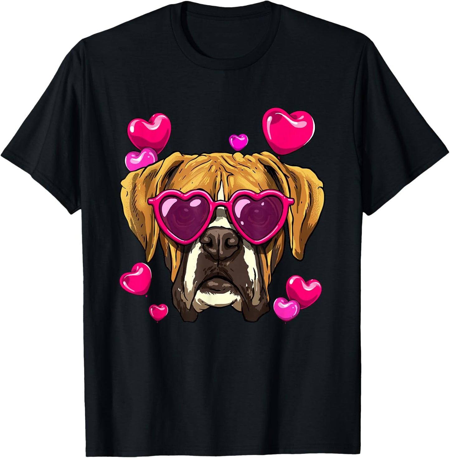 Valentine's Day Boxer Shirt Boxer Dog Face Heart Boxer Lover T-Shirt - T-Shirt | Black