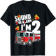 Fire Truck 2nd Birthday Boy Firefighter 2 Year Old T-Shirt - T-Shirt | Black