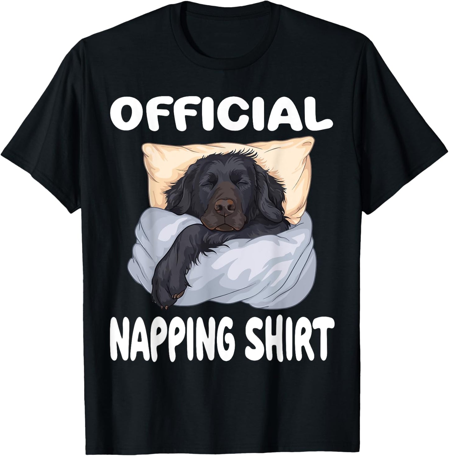 Flat Coated Retriever Dog Official Napping shirt Pajamas Men Women Girls Kids T-Shirt - T-Shirt | Black