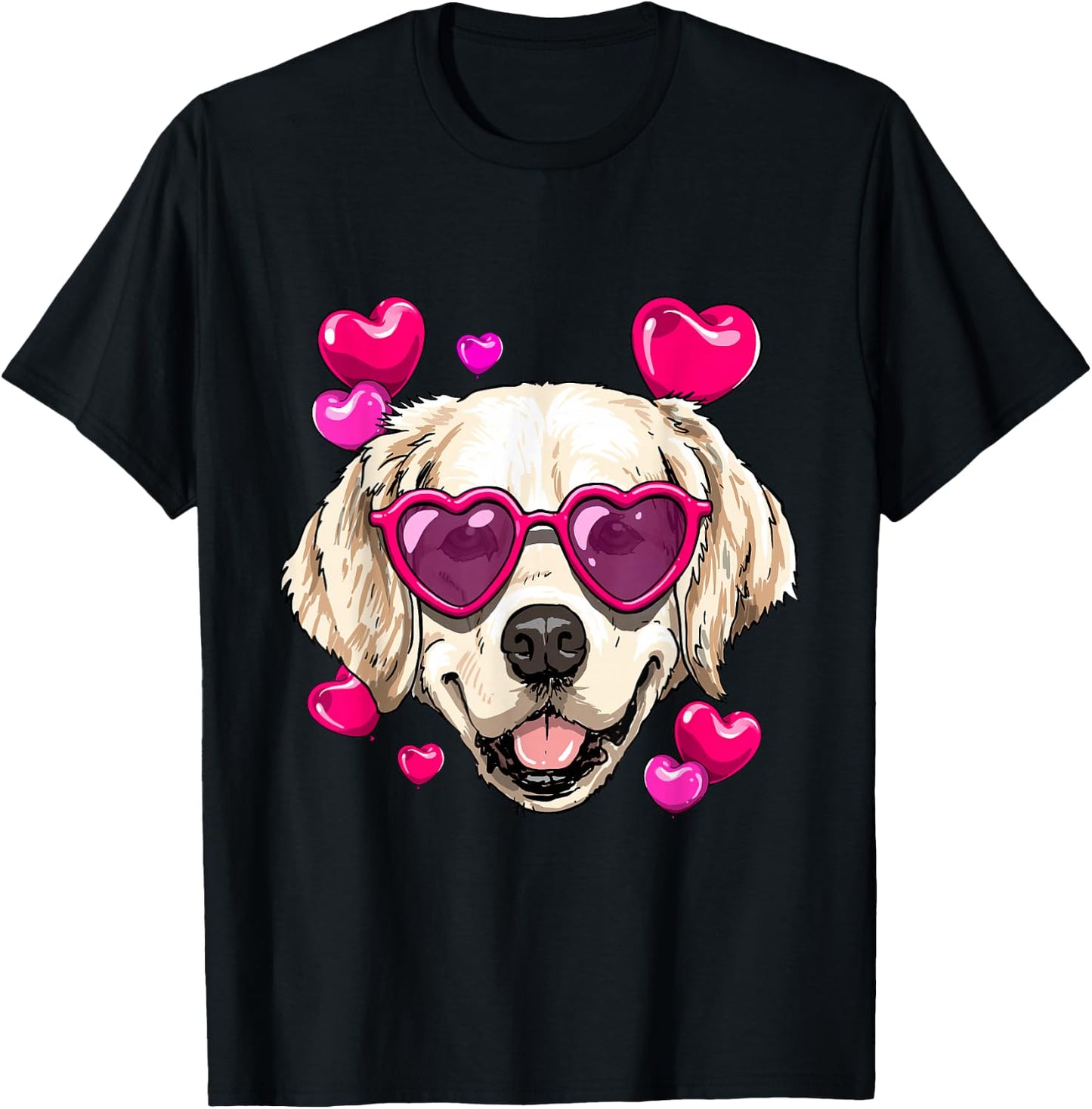 Golden Retriever Valentines Day Dog Golden Retriever Lovers T-Shirt - T-Shirt | Black