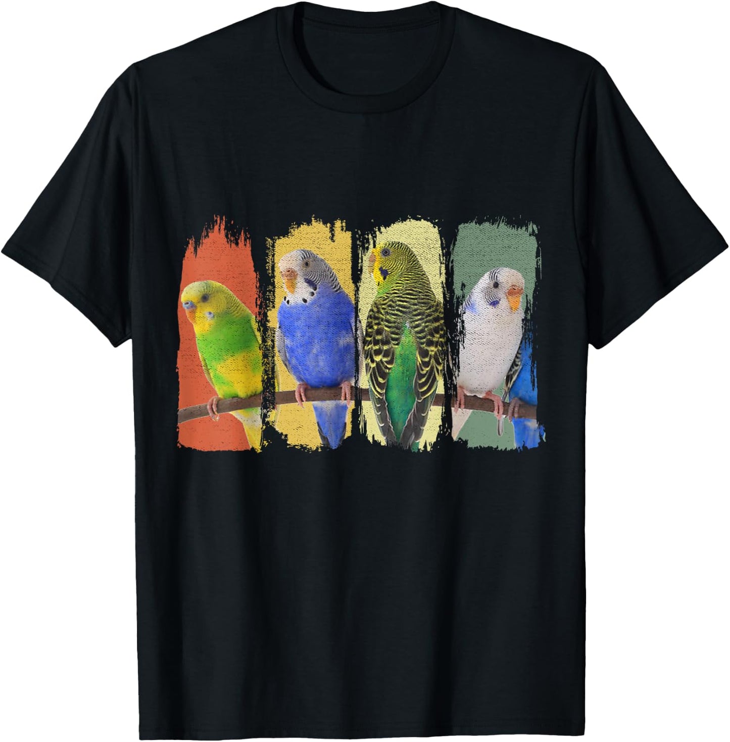 Budgie Bird Budgerigar Retro T-Shirt - T-Shirt | Black