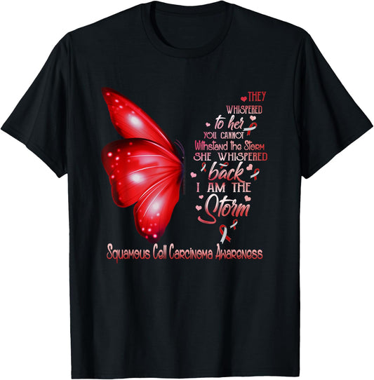 I am the storm Squamous Cell Carcinoma Awareness Butterfly T-Shirt - T-Shirt | Black