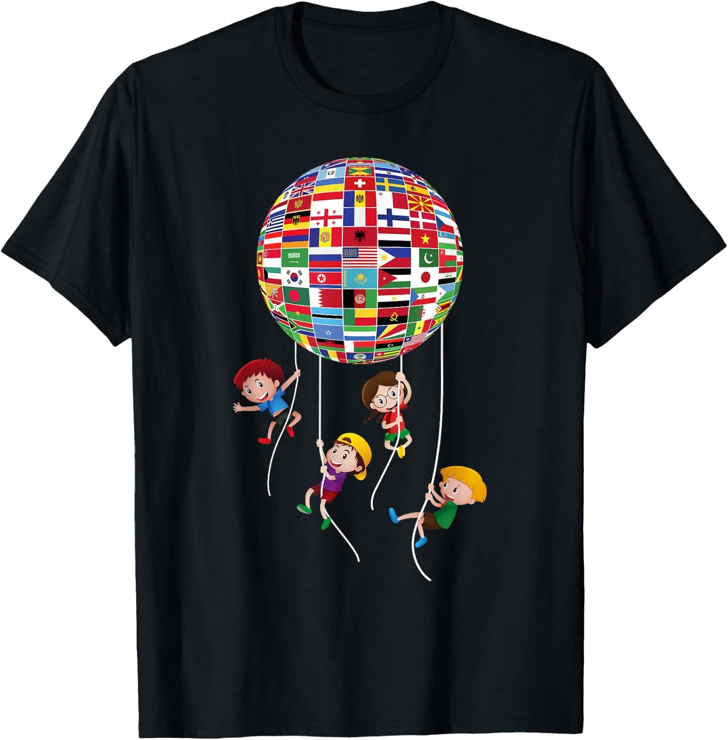 Flags Of The World Cultural Diversity Kids Around The Globe T-Shirt - T-Shirt | Black