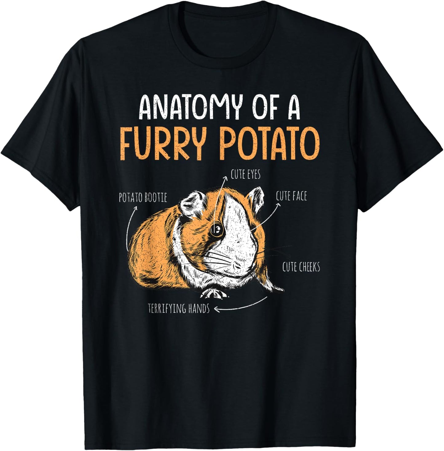 Anatomy Of A Furry Potato Funny Guinea Pig Lover T-Shirt - T-Shirt | Black