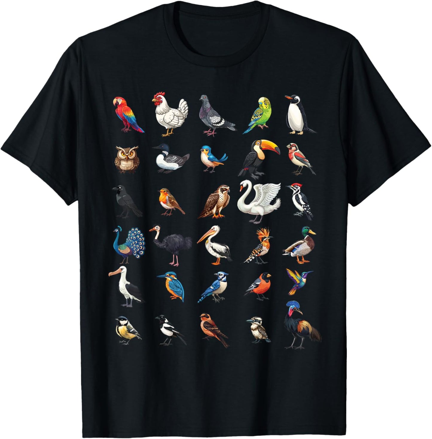 Types of Birds Educational Boys Girls Kids T-Shirt - T-Shirt | Black