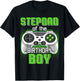 Stepdad Of The Birthday Boy Video Game B-Day Top Gamer Party T-Shirt - T-Shirt | Black