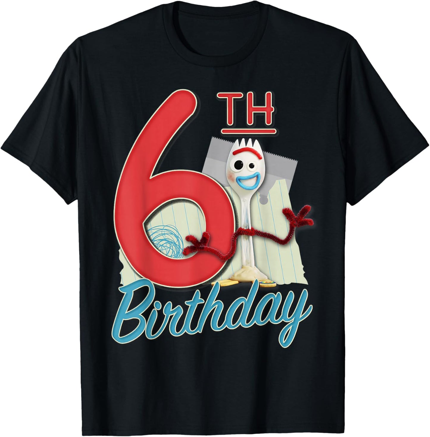 Disney Pixar Toy Story 4 Forky 6th Birthday T-Shirt - T-Shirt | Black