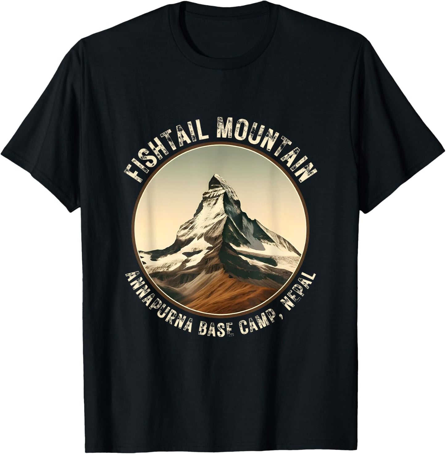 Annapurna Base Camp Machhapuchhre Fishtail Vintage Mountain T-Shirt - T-Shirt | Black