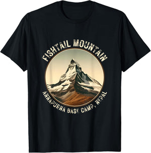 Annapurna Base Camp Machhapuchhre Fishtail Vintage Mountain T-Shirt - T-Shirt | Black