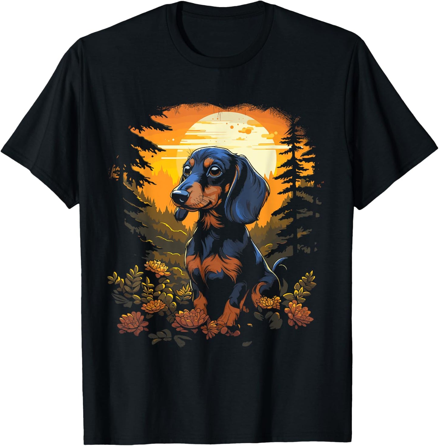 Dachshund in the Forest for Nature Enthusiasts T-Shirt - T-Shirt | Black
