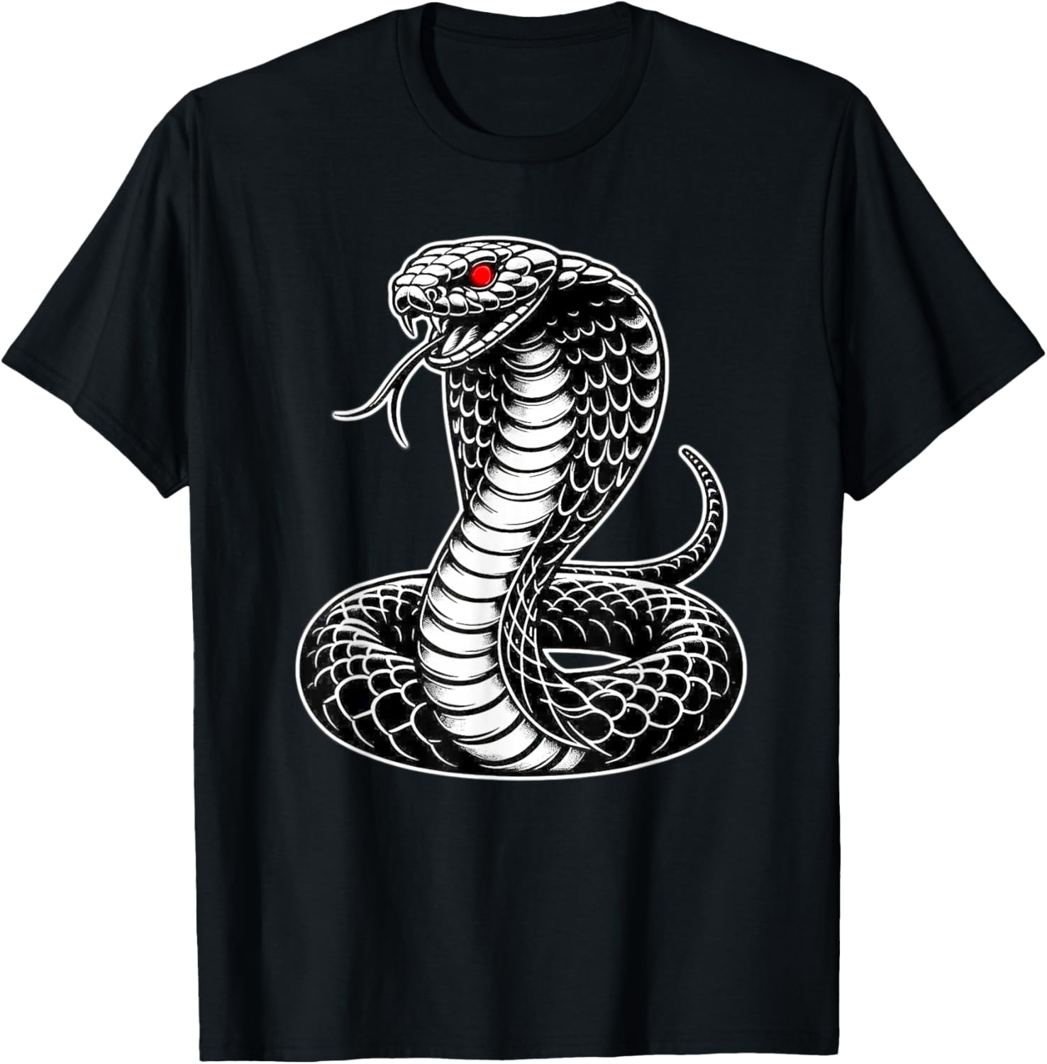 King Cobra Snake x Snake Serpent Cobra Blackwork T-Shirt - T-Shirt | Black