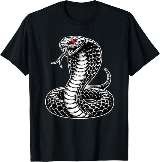 King Cobra Snake x Snake Serpent Cobra Blackwork T-Shirt - T-Shirt | Black