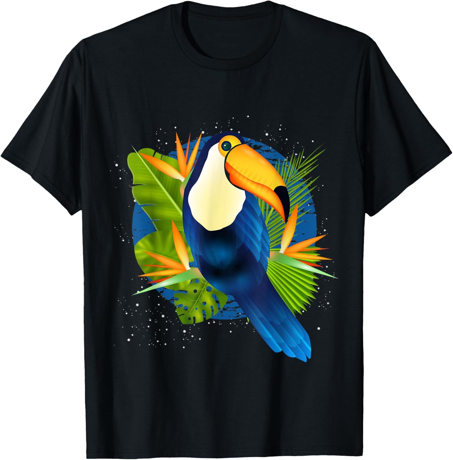 Tropical Nature Tree Leaves Toucan T-Shirt - T-Shirt | Black