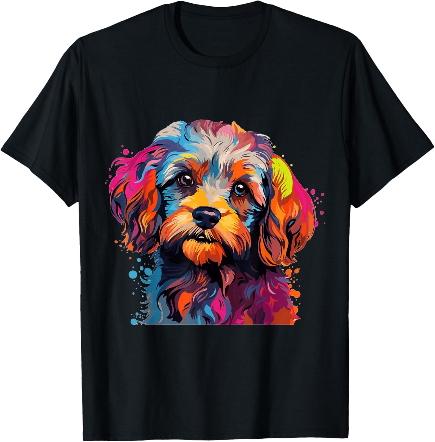 Cavapoo Dog Breed Pet Cute Colorful Pop Art Graphic T-Shirt - T-Shirt | Black