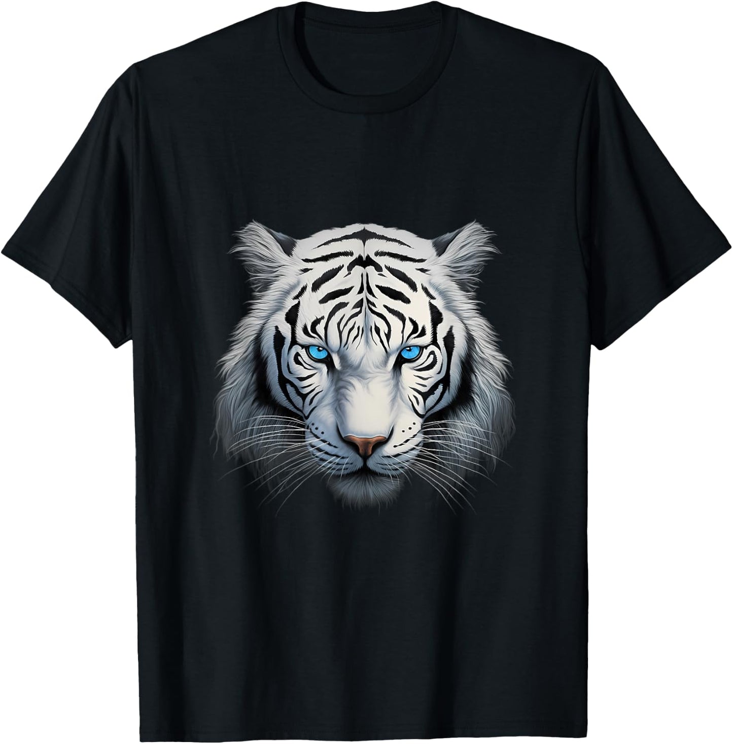 Royal White Tiger with Blue Eyes T-Shirt - T-Shirt | Black