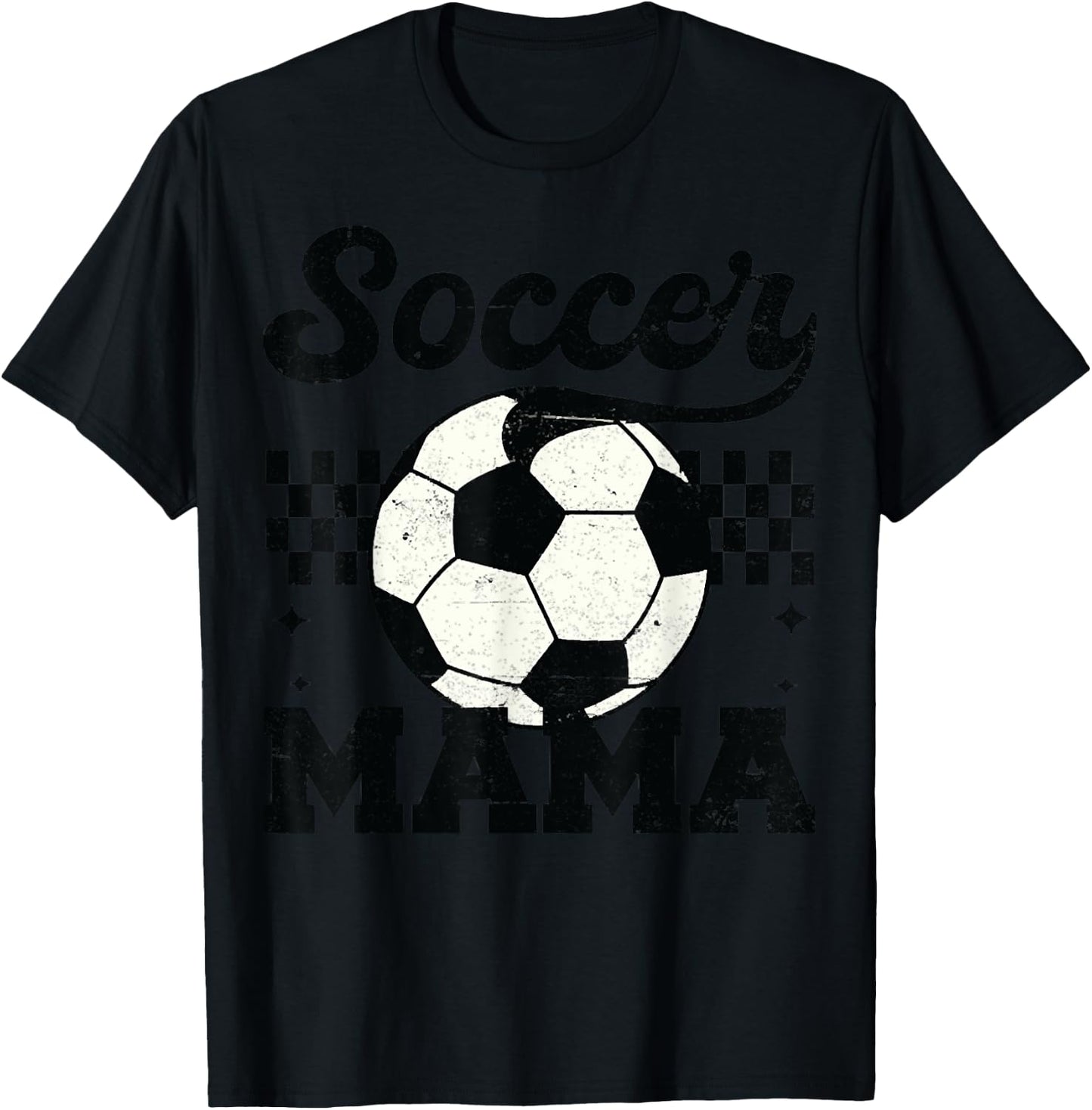 Checkered Soccer Mama Retro Soccer Mom Soccer Season Outfit T-Shirt - T-Shirt | Black