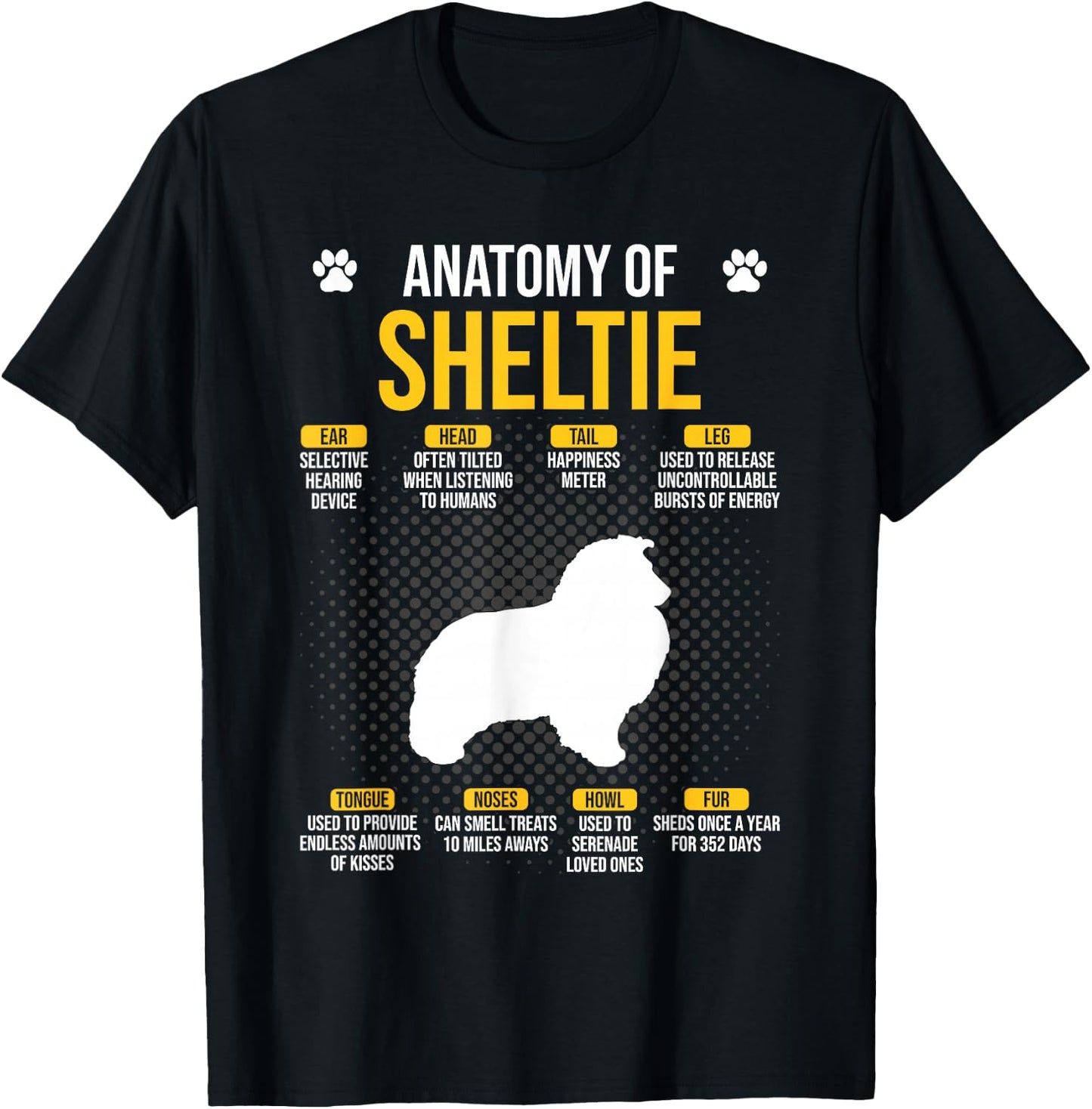 Anatomy Of Sheltie Dog Lover T-Shirt - T-Shirt | Black