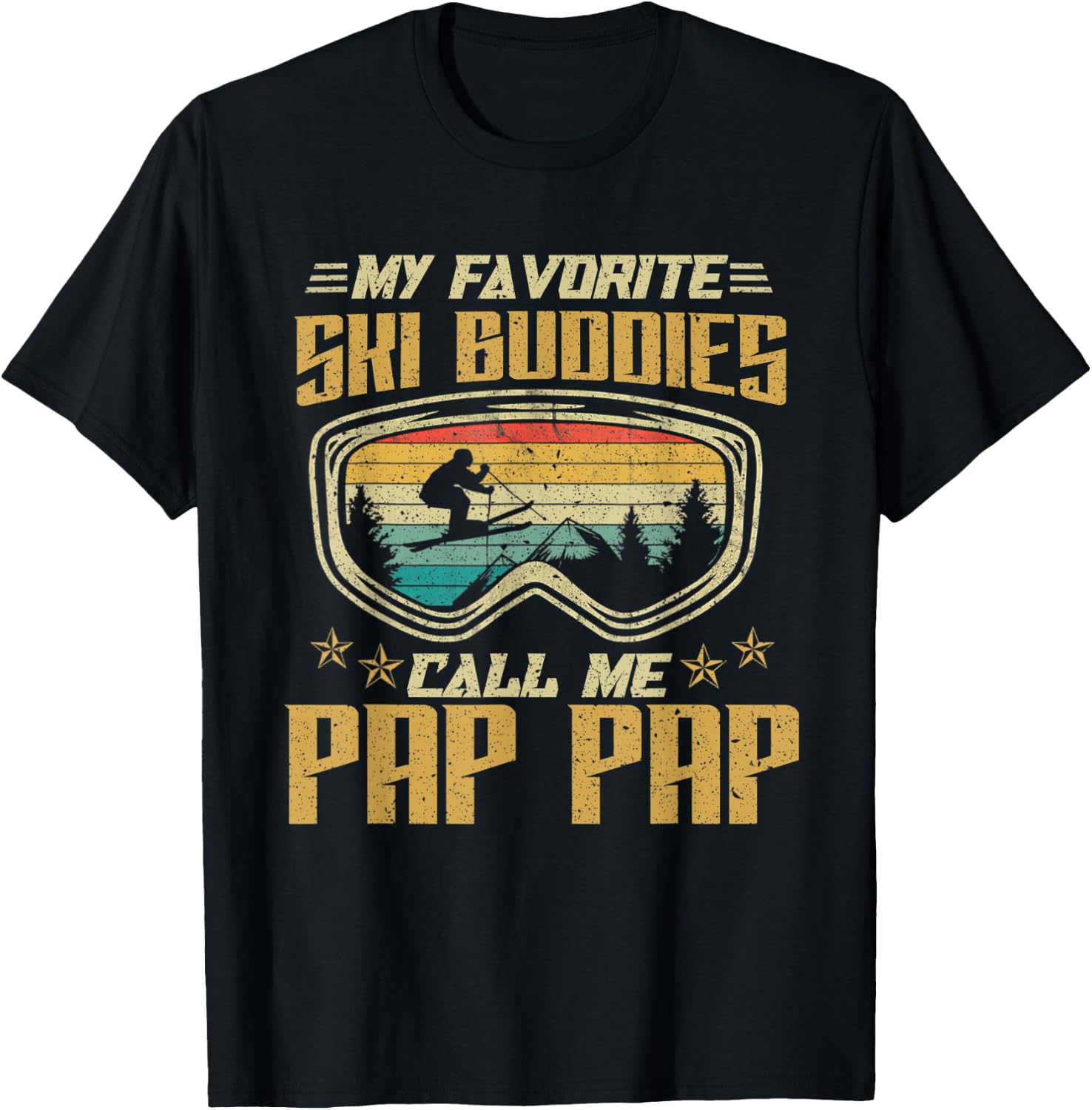 Skiing - My Favorite Ski Buddies Call Me Pap Pap T-Shirt - T-Shirt | Black