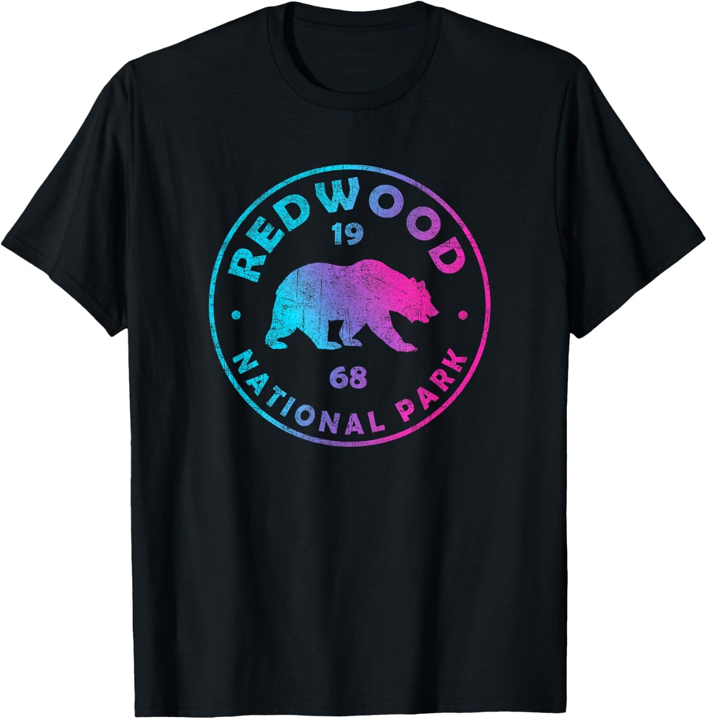 Redwood National Park CA Tie Dye Bear Boys Girls Hiking T-Shirt - T-Shirt | Black