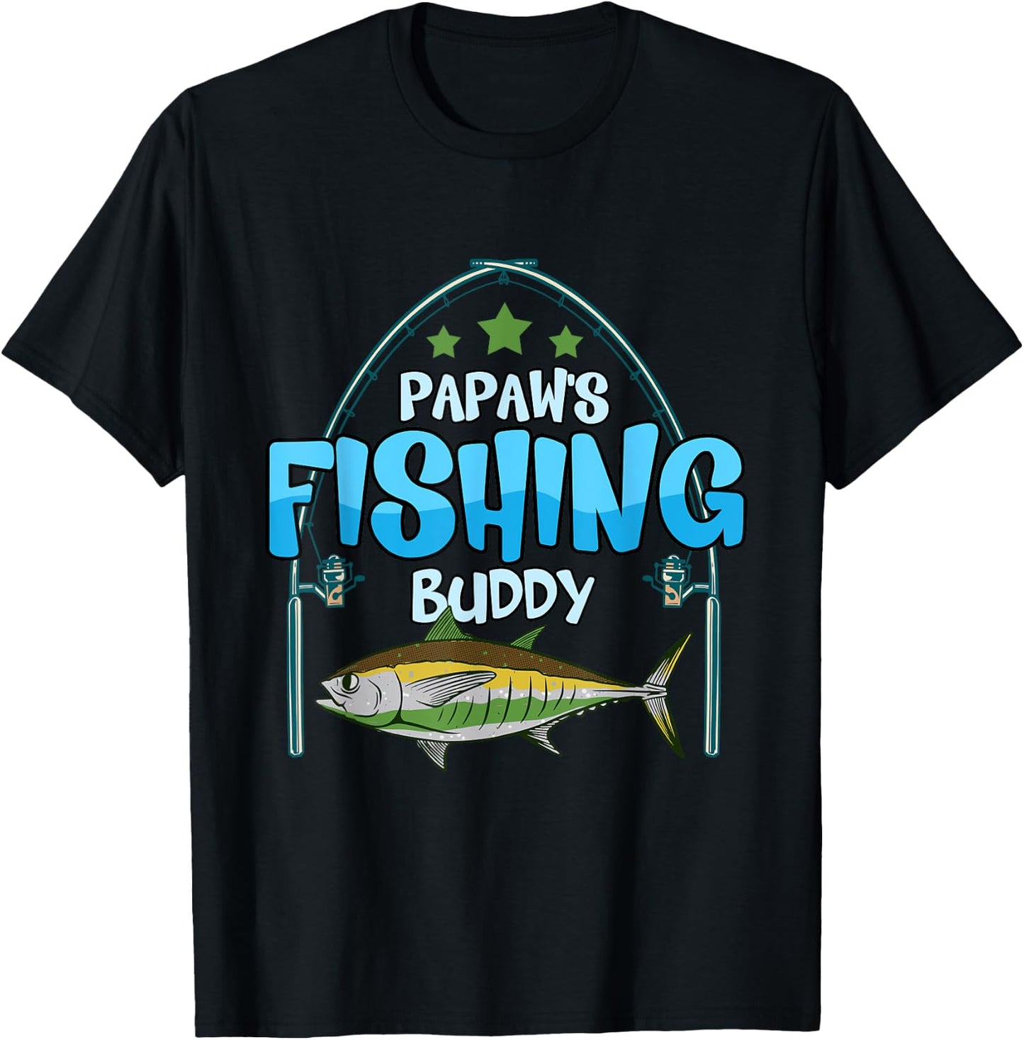 Fishing Papaw's Fishing Buddy Fish Fisherman Boys T-Shirt - T-Shirt | Black