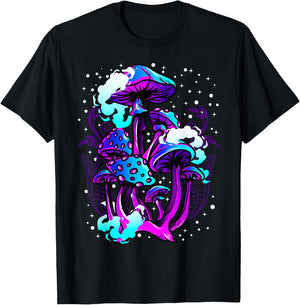 Cool Psychedelic Magic Shrooms Morel Portobello Mushrooms T-Shirt - T-Shirt | Black