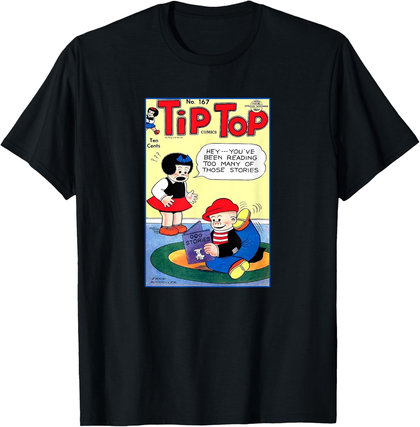 Nancy & Sluggo Comic Cover | Dog Stories Scratching Fleas T-Shirt - T-Shirt | Black