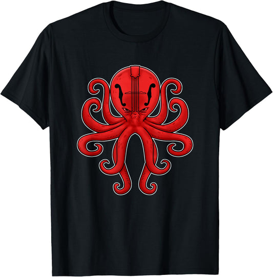 Octopus Mandolin Shirt Men Bluegrass Gifts Country Music T-Shirt - T-Shirt | Black
