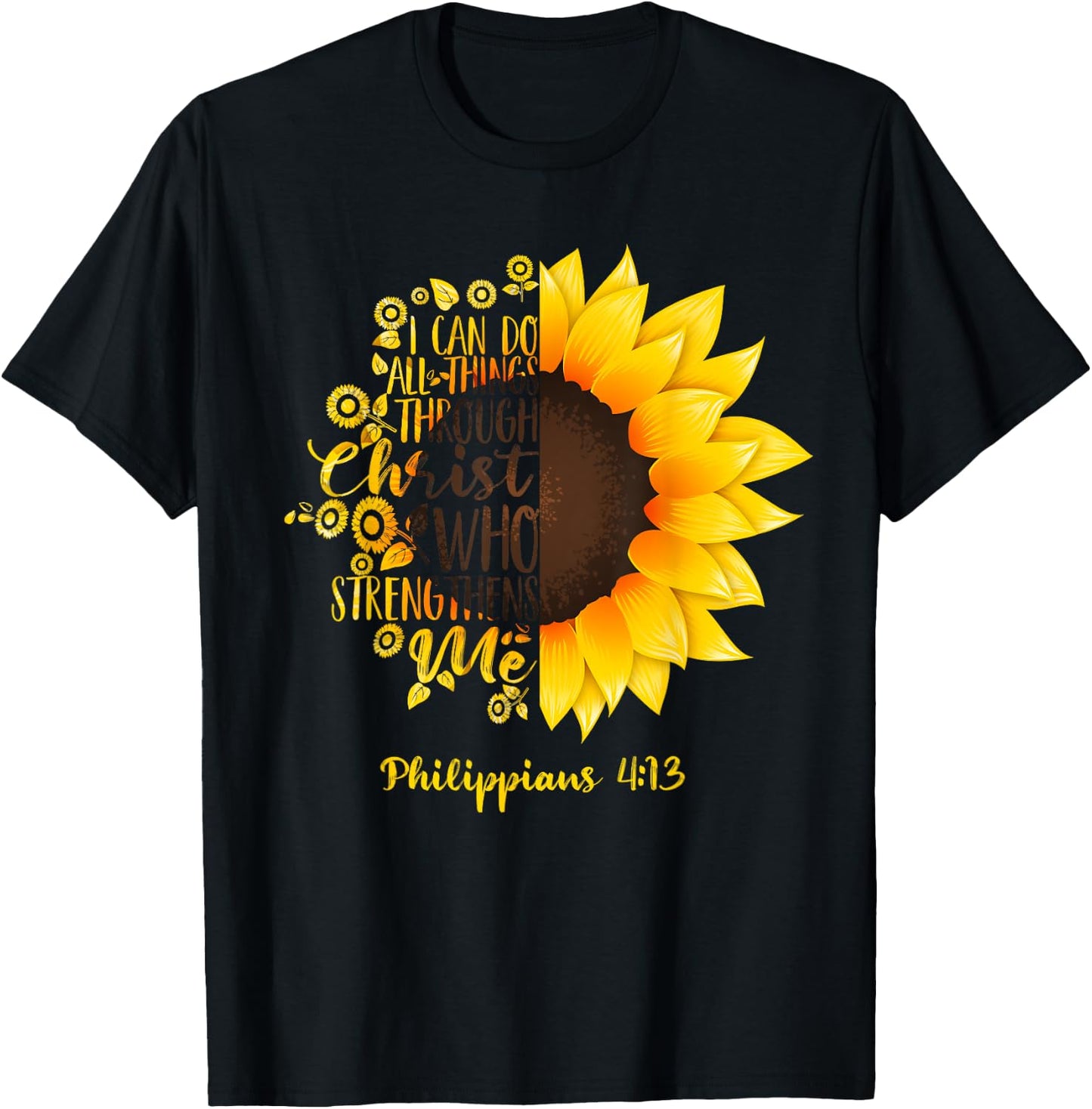 Cute Christian Sunflower Gift | Best Religious Women Moms T-Shirt - T-Shirt | Black