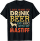 Mastiff Dad Drink Beer Hang With Dog Funny Men Vintage T-Shirt - T-Shirt | Black