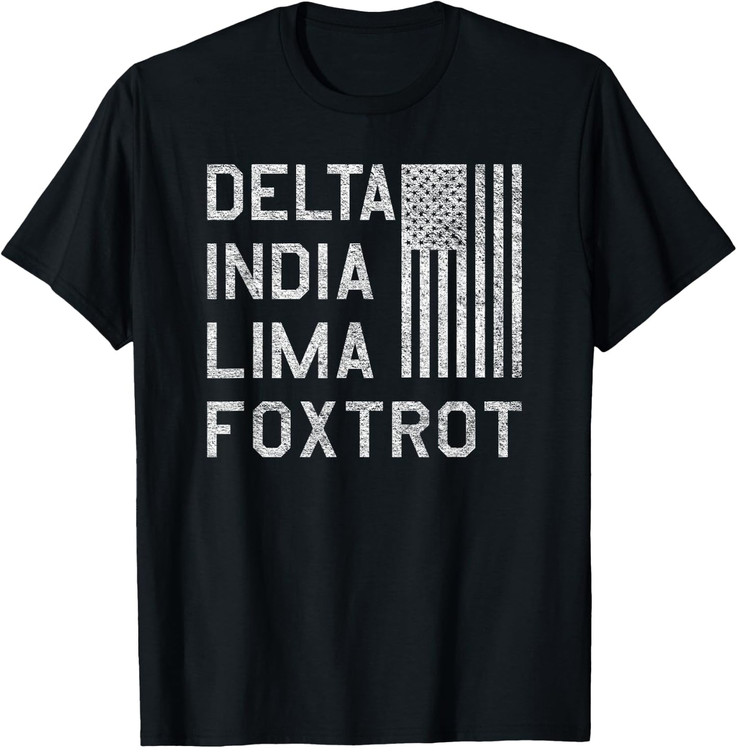 DILF Delta India Lima Foxtrot US Flag American Patriot T-Shirt - T-Shirt | Black
