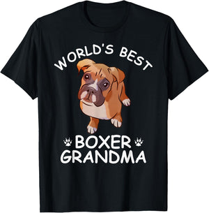 World's Best Boxer Grandma Funny Granddog Dog Lover Cute T-Shirt - T-Shirt | Black