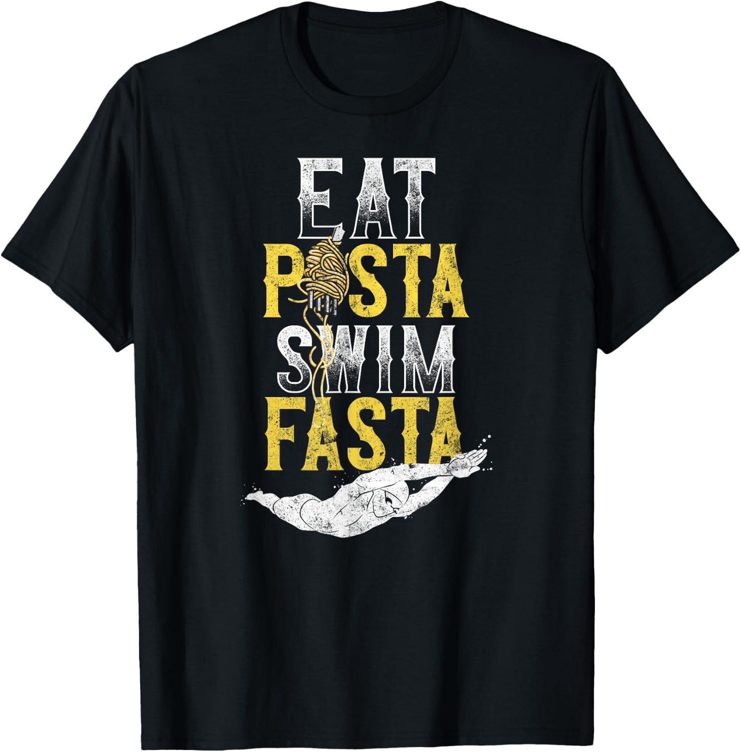 Swimming Swimmer Eat Pasta Swim Fasta T-Shirt - T-Shirt | Black