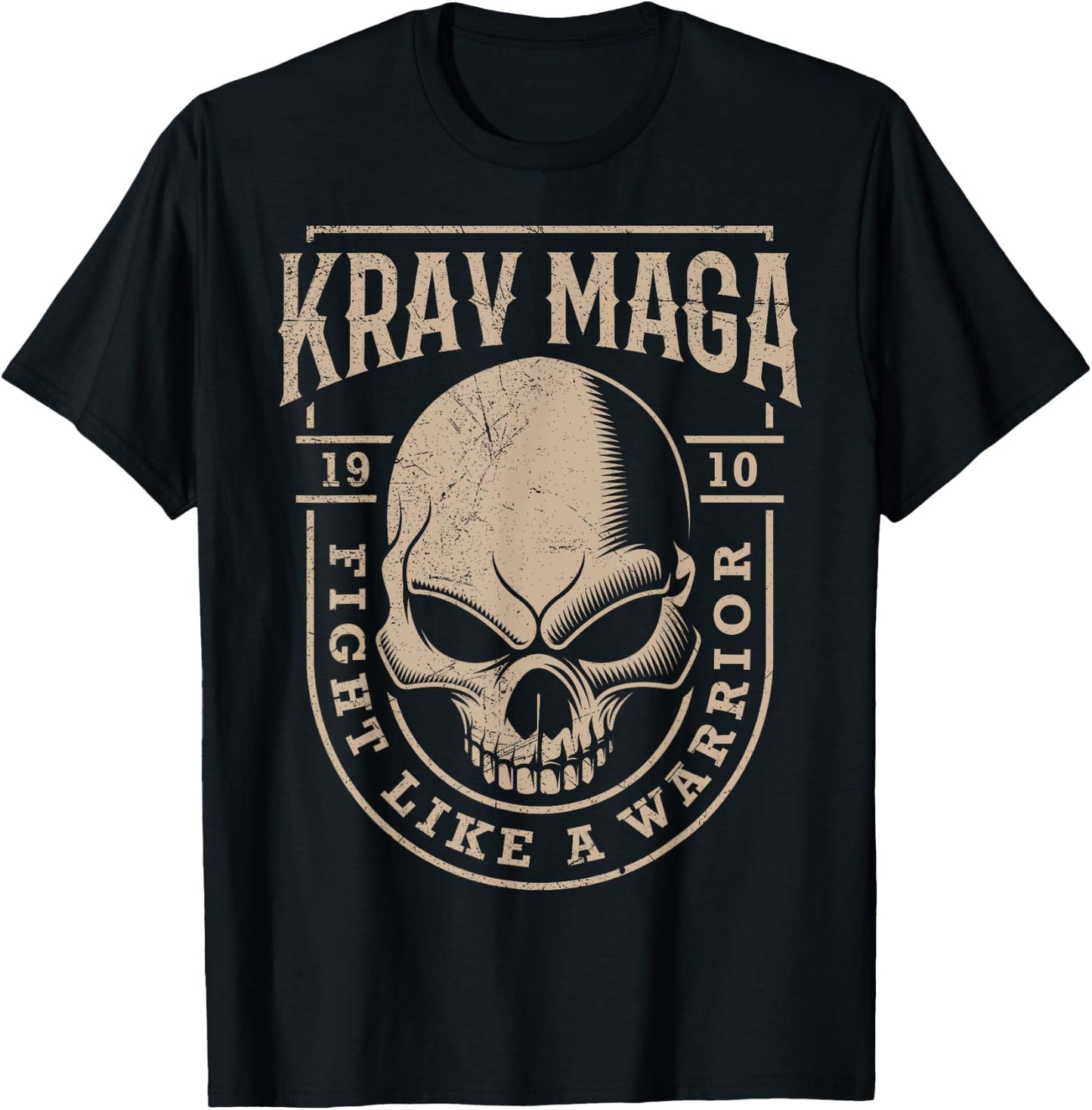 Skull Krav MAGA Warrior - Combat and Self Defense Gift T-Shirt - T-Shirt | Black