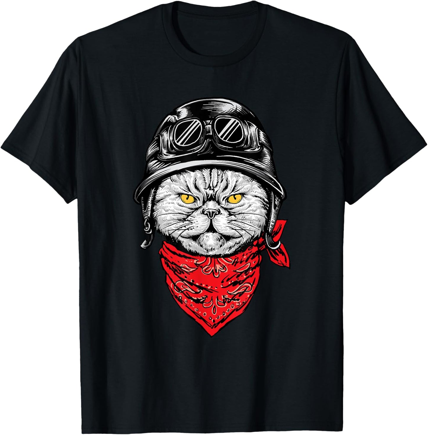 Biker Cat - Motorcycle Chopper Biker Motorbike T-Shirt - T-Shirt | Black