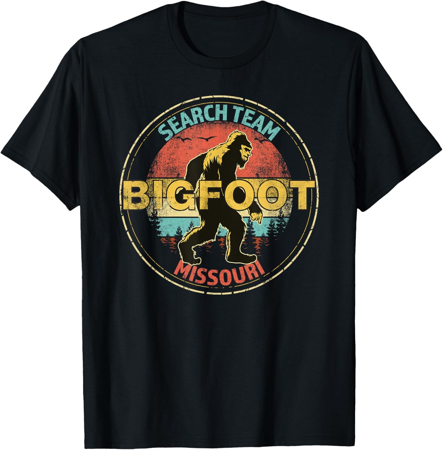 Missouri Bigfoot Search Team Sasquatch Merchandise T-Shirt - T-Shirt | Black